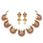 18k Gold Plated Traditional Temple Choker Necklace Wedding Party Stylish Jewellery Set