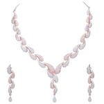American Diamond CZ Rose Gold Plated Designer Necklace Set with Earrings