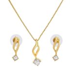 American Diamond Pendant Set With Chain For Girls and Women