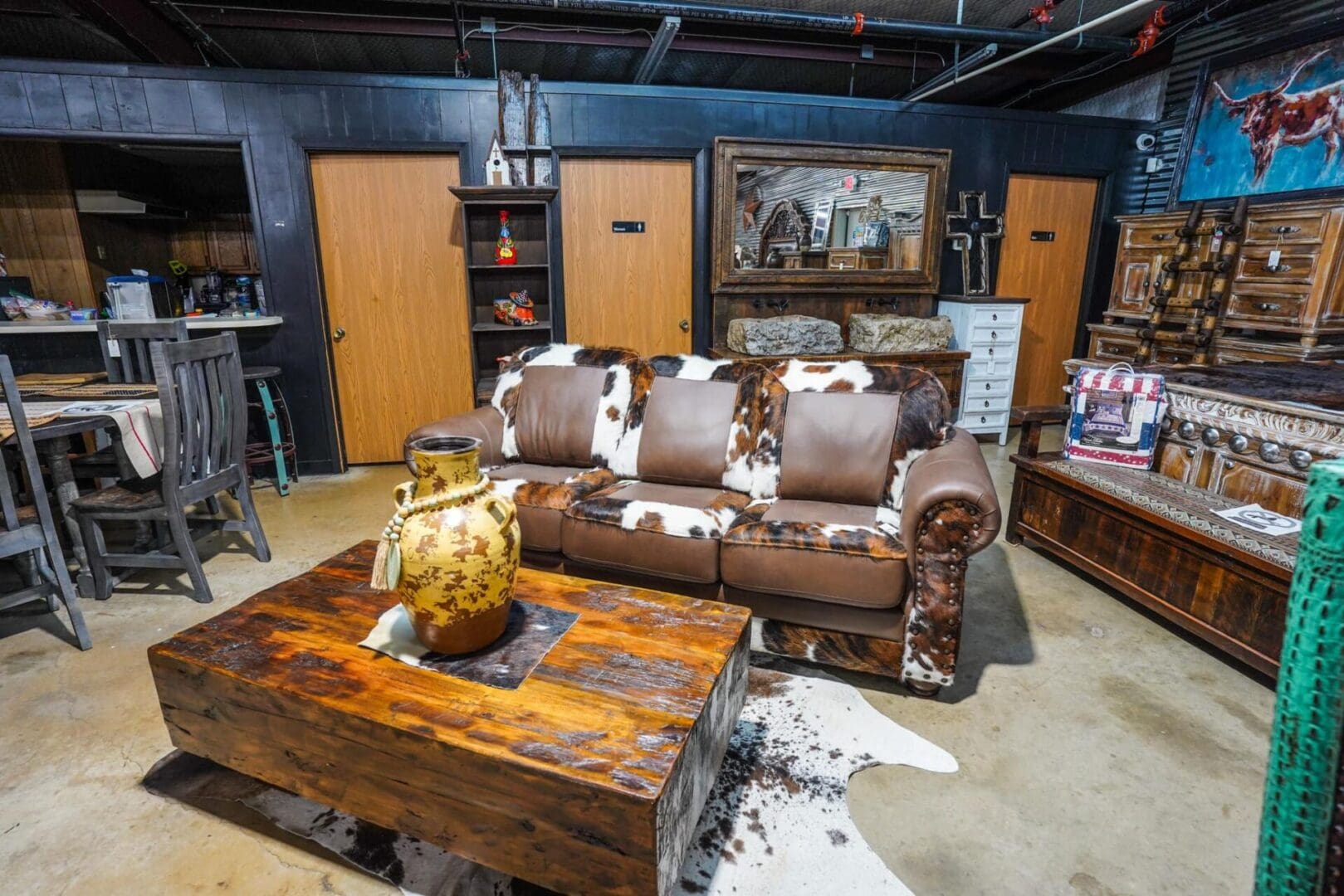 tri-color-cowhide-website-scaled-1.jpeg Conversational Sofa leather with tri color cowhide - Image 1