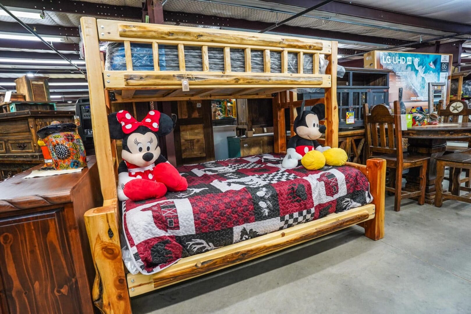 twin-over-queen-cedar-log-bed-scaled-1.jpeg Twin XL over Queen Cedar log bunk beds - Image 1