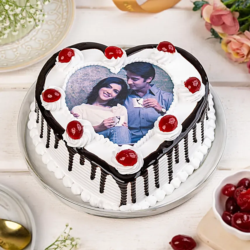 Heart Shaped Black Forest Photo Cake Heart Shaped Black Forest Photo Cake - Image 1