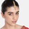 Gold Plated Traditional Green & Ruby Crystals Embellished Floral Designer Matte Finish Ethnic Maang Tikka - Image 3