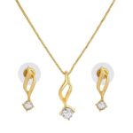 Estele Solitaire American Diamond Necklace Set With Chain For Girls and Women
