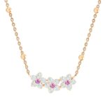 14K Plated Pendant Necklace With Austrian Cubic Zirconia With Extendable Chain