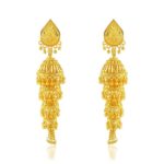 24KT Micron, 1 Gram gold Traditional 4 tier Umbrella Jhumka Earrings